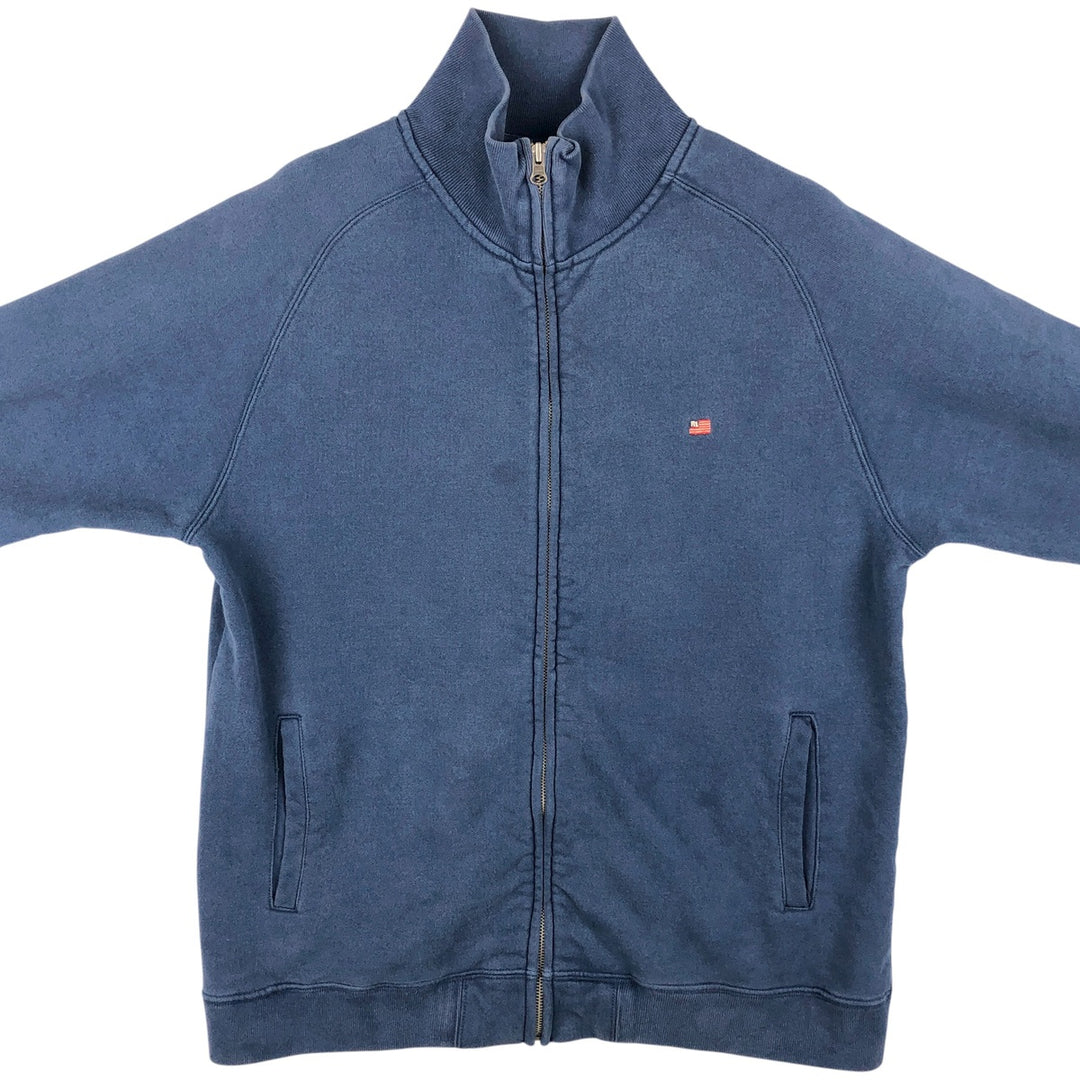 2000'S Ralph Lauren POLO JEANS COMPANY high-neck full-zip sweatshirt, men's size L cotton Navy blue Vintage Second Hand