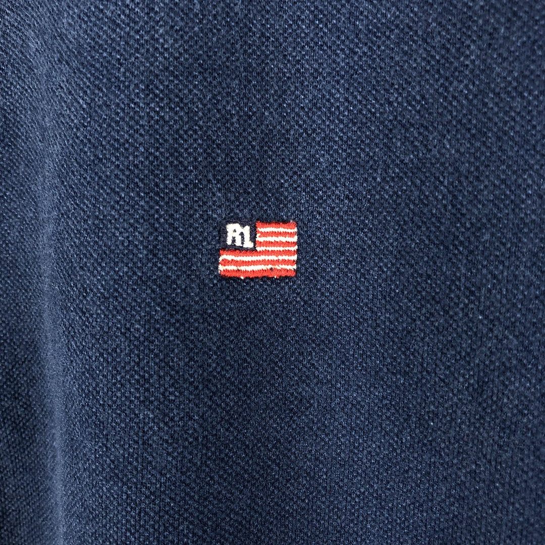 2000'S Ralph Lauren POLO JEANS COMPANY high-neck full-zip sweatshirt, men's size L cotton Navy blue Vintage Second Hand