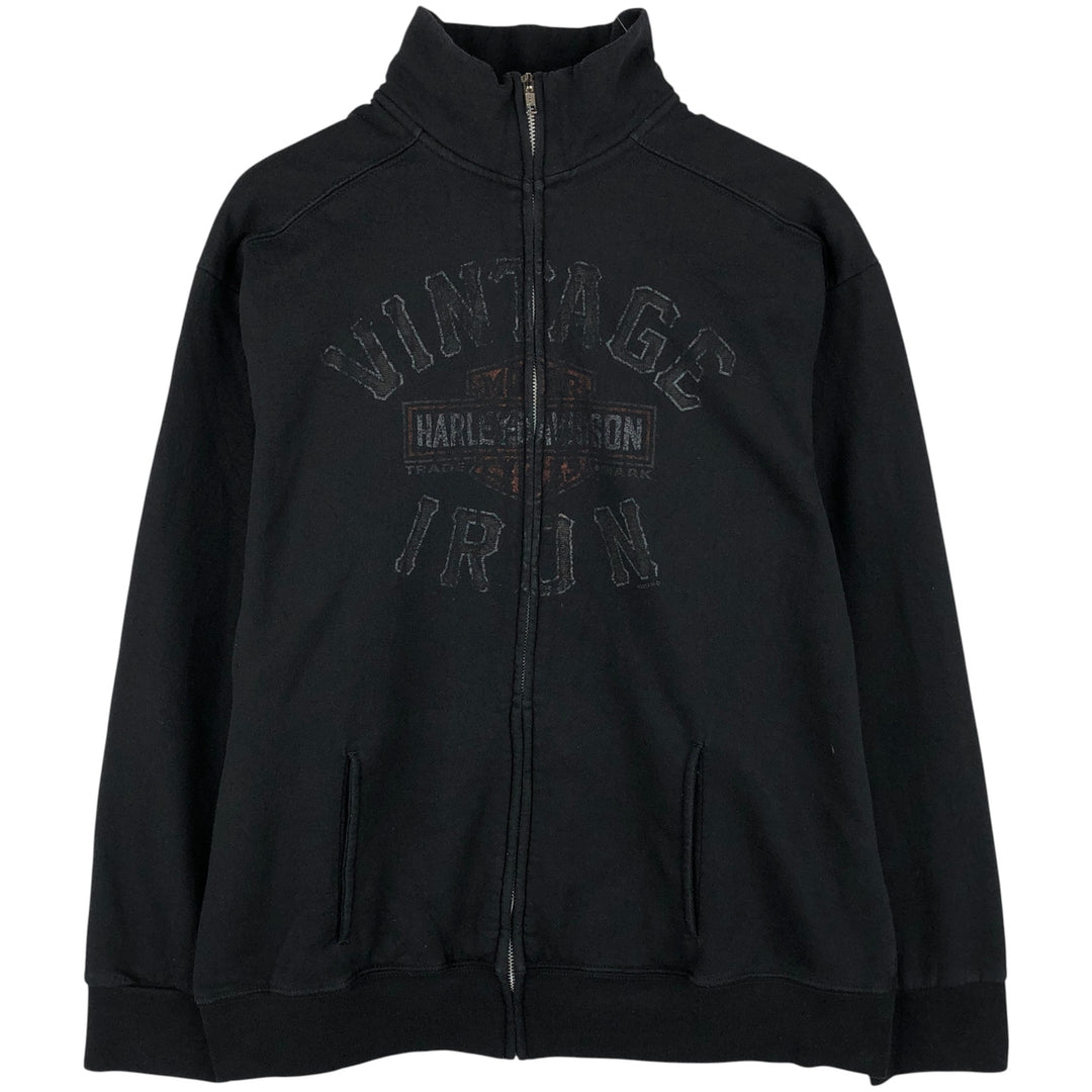 Harley-Davidson High-Neck Full-Zip Sweatshirt, Men's Size L cotton black type Vintage Second Hand