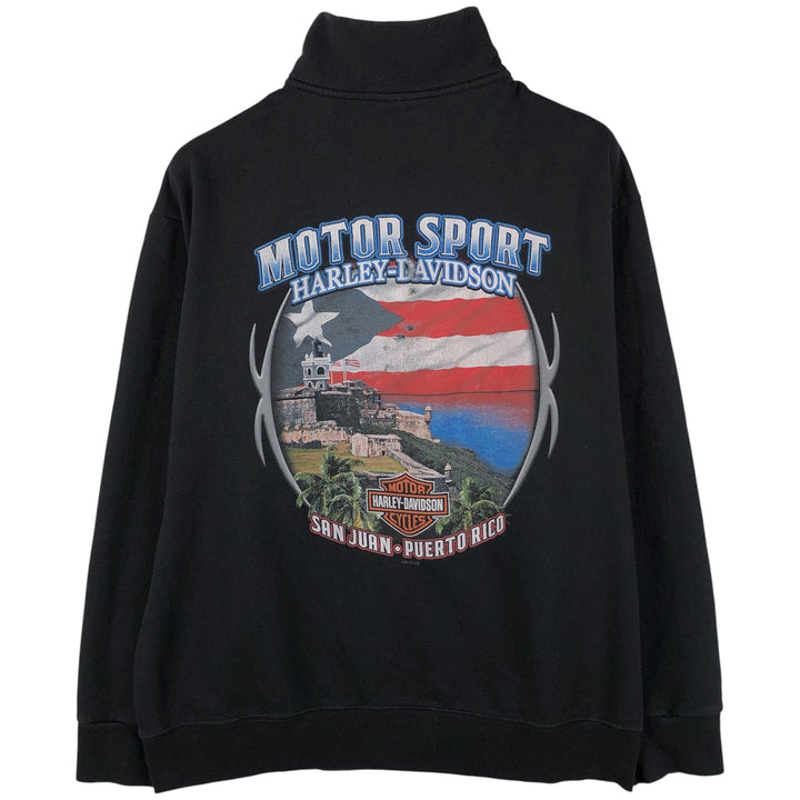 Harley-Davidson High-Neck Full-Zip Sweatshirt, Men's Size L cotton black type Vintage Second Hand