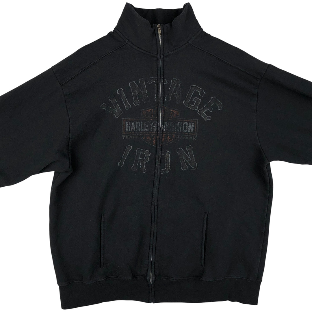 Harley-Davidson High-Neck Full-Zip Sweatshirt, Men's Size L cotton black type Vintage Second Hand