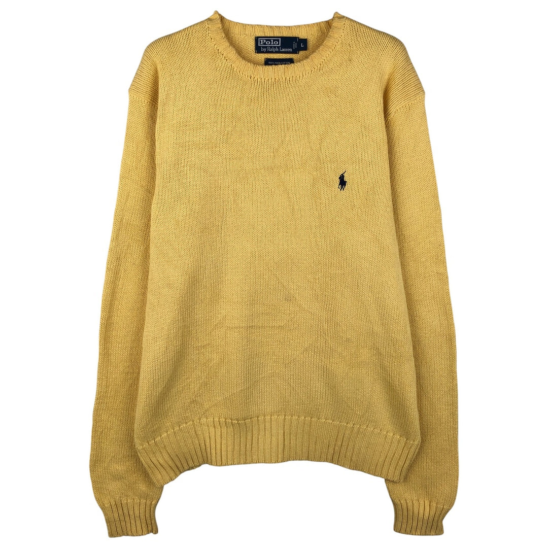 Ralph Lauren POLO by Ralph Lauren Pima Cotton Knit Sweater, Men's Size L Pima Cotton yellow type Vintage Second Hand