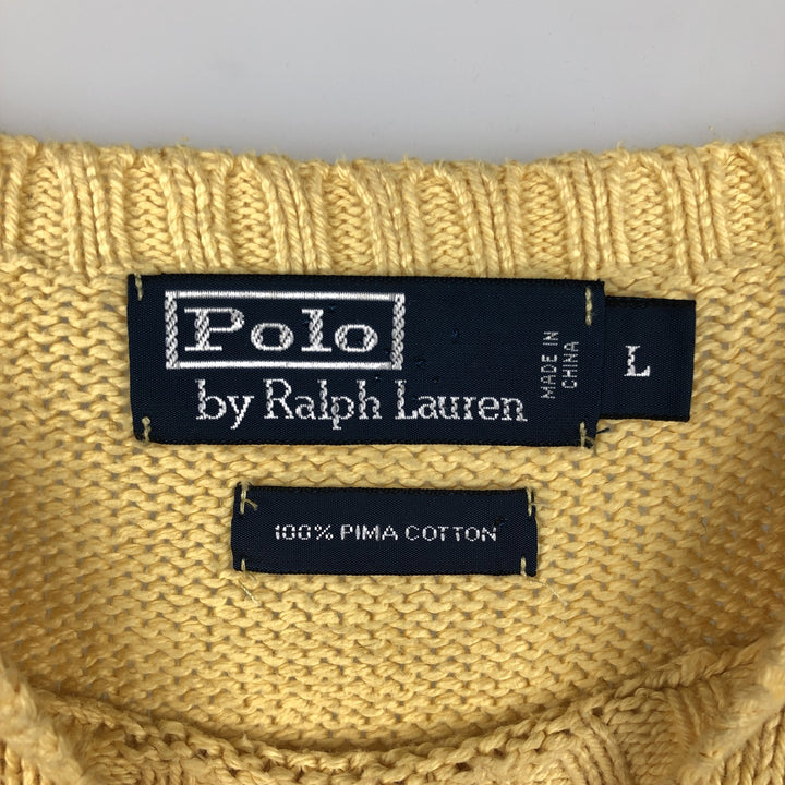 Ralph Lauren POLO by Ralph Lauren Pima Cotton Knit Sweater, Men's Size L Pima Cotton yellow type Vintage Second Hand