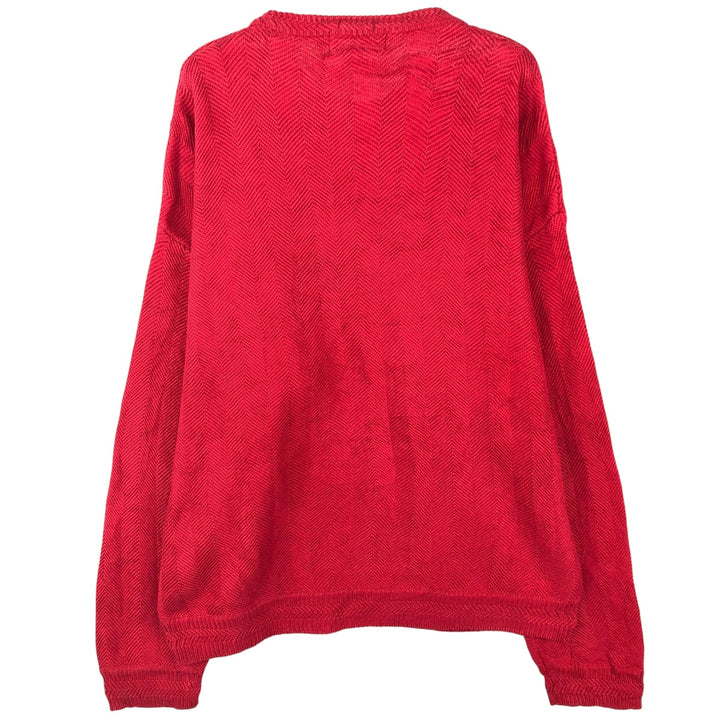 Ralph Lauren Chaps Herringbone Cotton Knit Sweater Men's Size L cotton red type Vintage Second Hand
