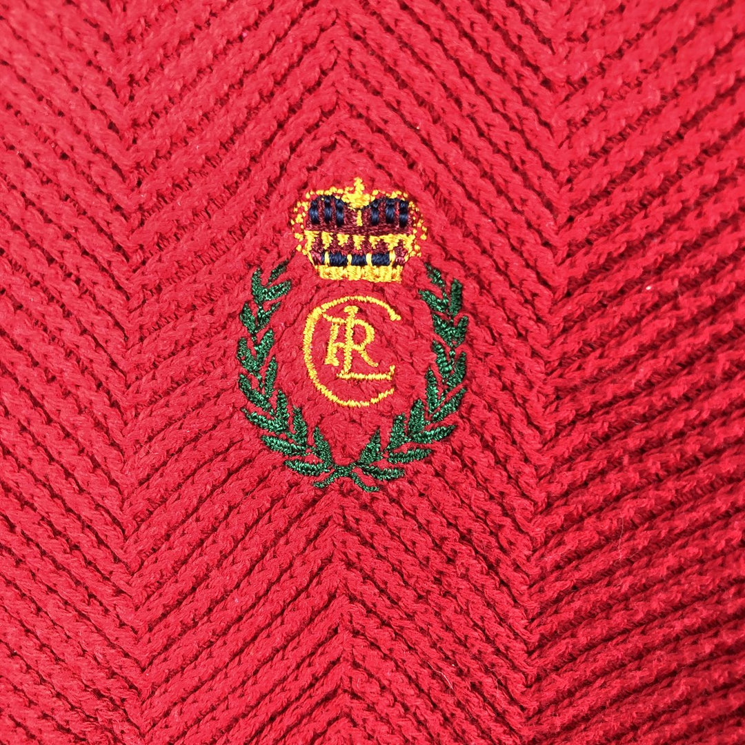 Ralph Lauren Chaps Herringbone Cotton Knit Sweater Men's Size L cotton red type Vintage Second Hand