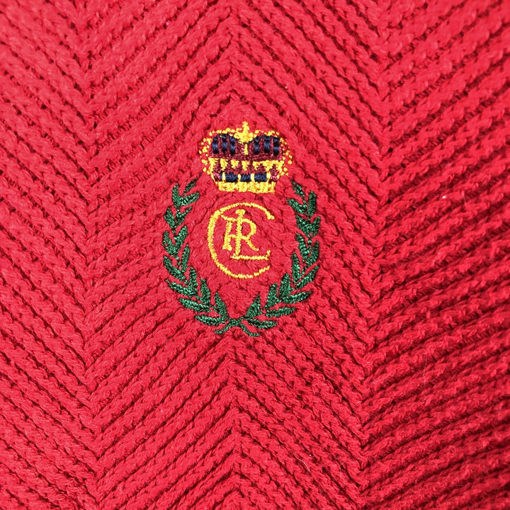 Ralph Lauren Chaps Herringbone Cotton Knit Sweater Men's Size L cotton red type Vintage Second Hand