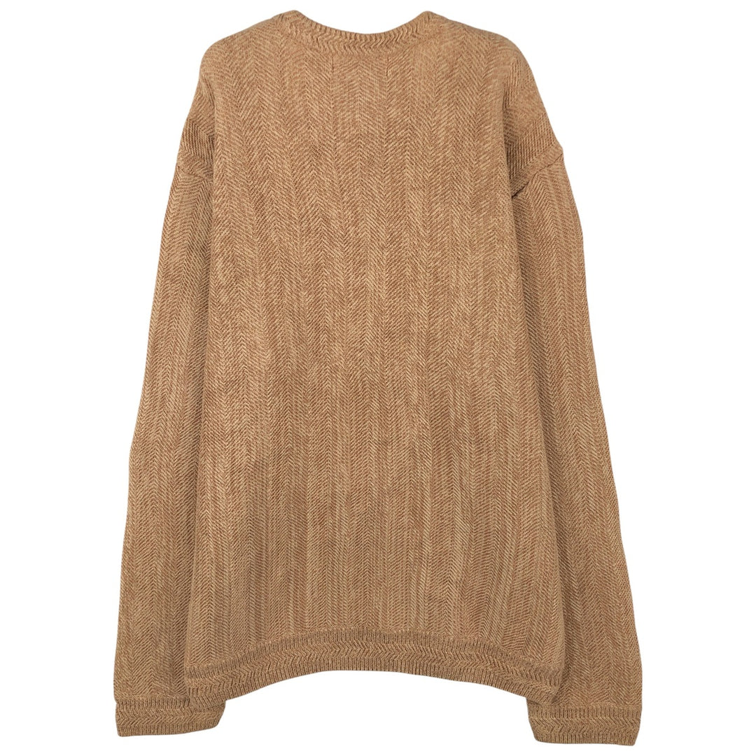 Ralph Lauren CHAPS Herringbone Cotton Knit Sweater, Men's Size L cotton Beige type Vintage Second Hand