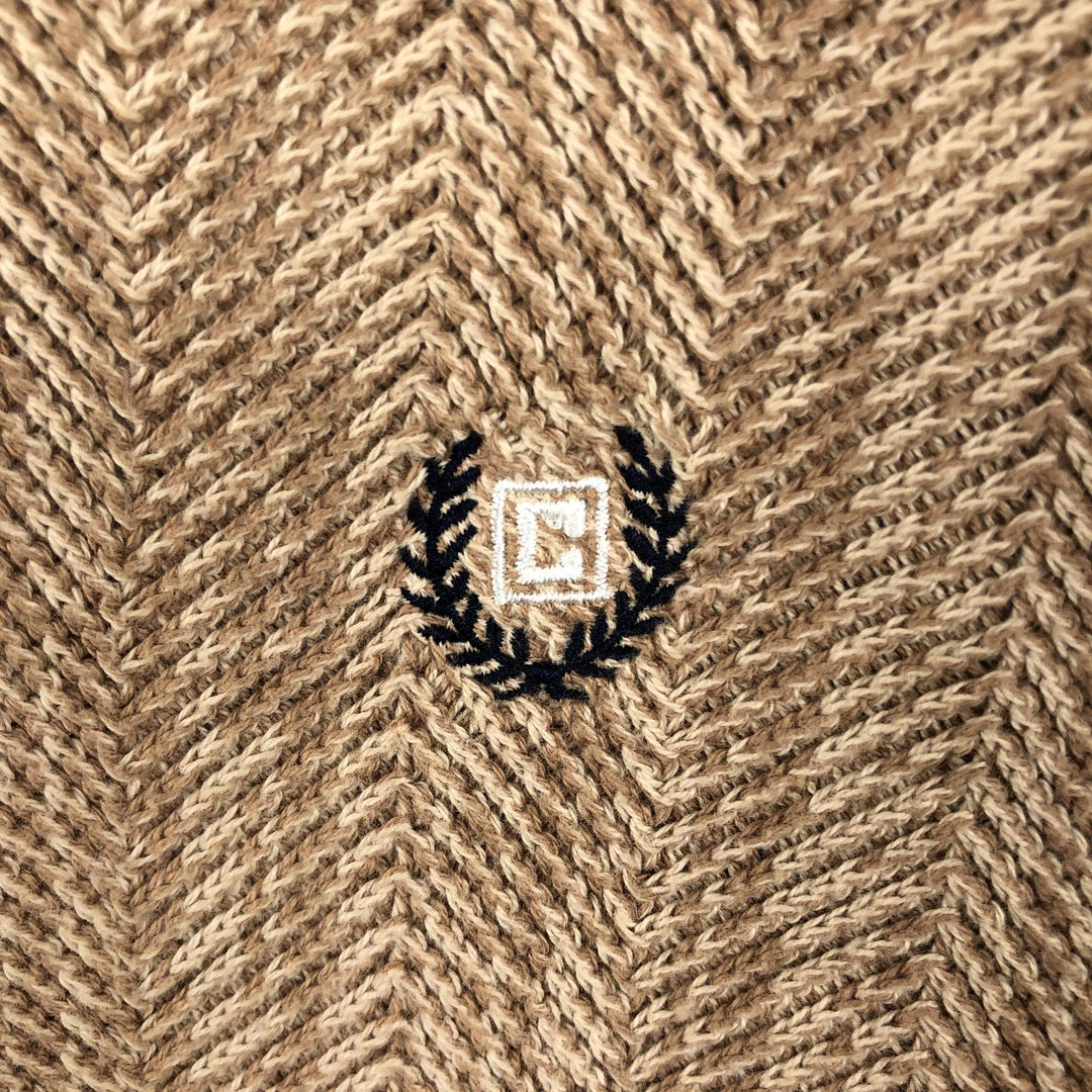 Ralph Lauren CHAPS Herringbone Cotton Knit Sweater, Men's Size L cotton Beige type Vintage Second Hand