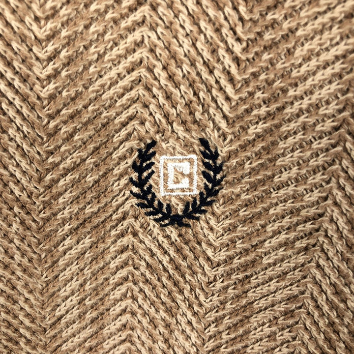 Ralph Lauren CHAPS Herringbone Cotton Knit Sweater, Men's Size L cotton Beige type Vintage Second Hand