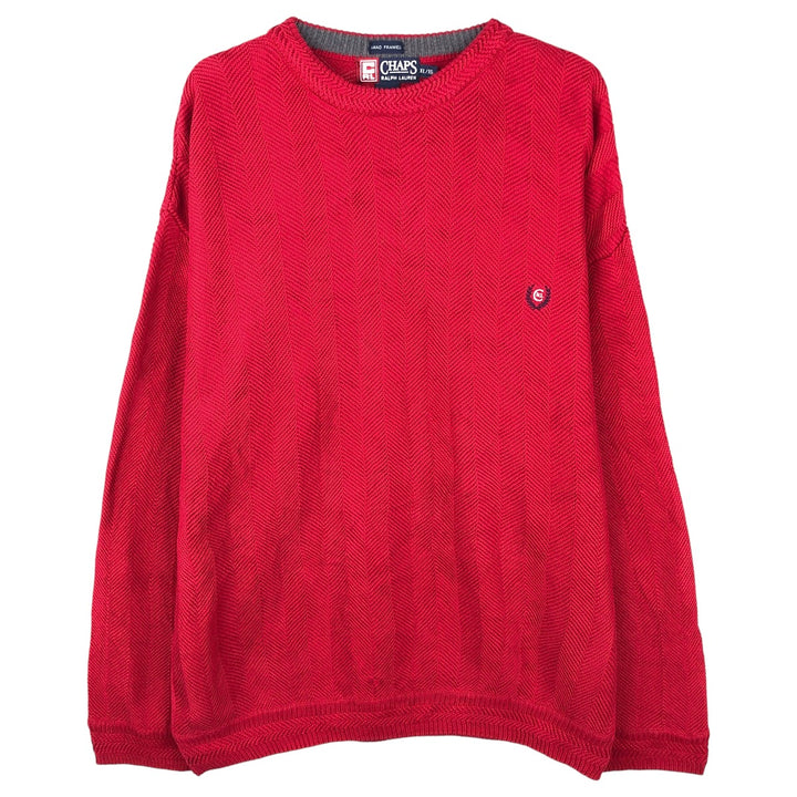 Ralph Lauren CHAPS Herringbone Cotton Knit Sweater Men's XL cotton red type Vintage Second Hand