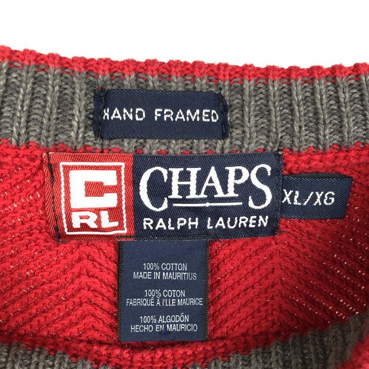 Ralph Lauren CHAPS Herringbone Cotton Knit Sweater Men's XL cotton red type Vintage Second Hand