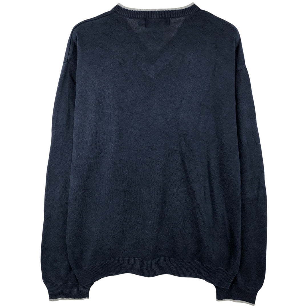 Ralph Lauren Chaps V-neck cotton knit sweater, size L, men's cotton navy blue type Vintage Second Hand