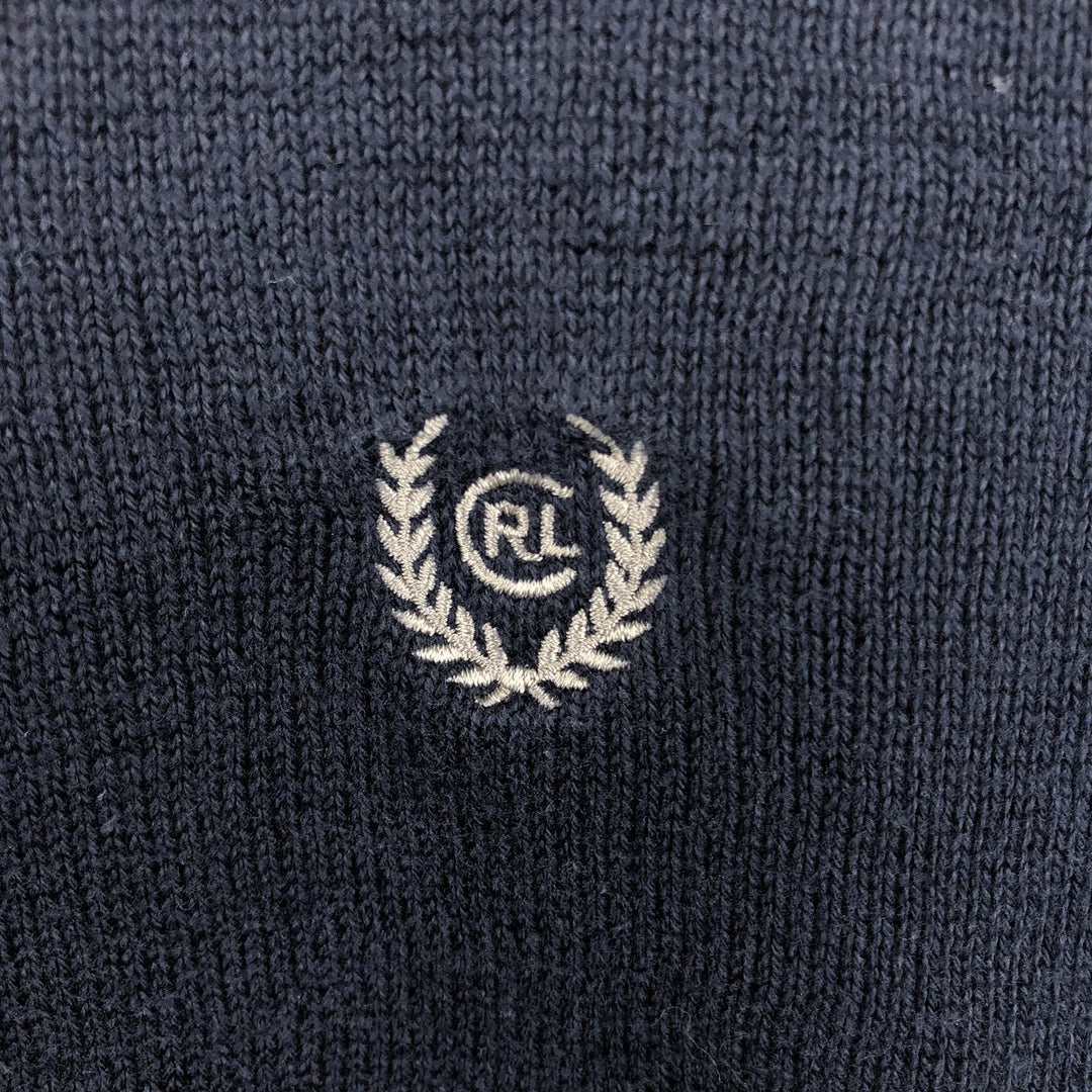 Ralph Lauren Chaps V-neck cotton knit sweater, size L, men's cotton navy blue type Vintage Second Hand