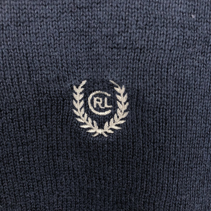 Ralph Lauren Chaps V-neck cotton knit sweater, size L, men's cotton navy blue type Vintage Second Hand