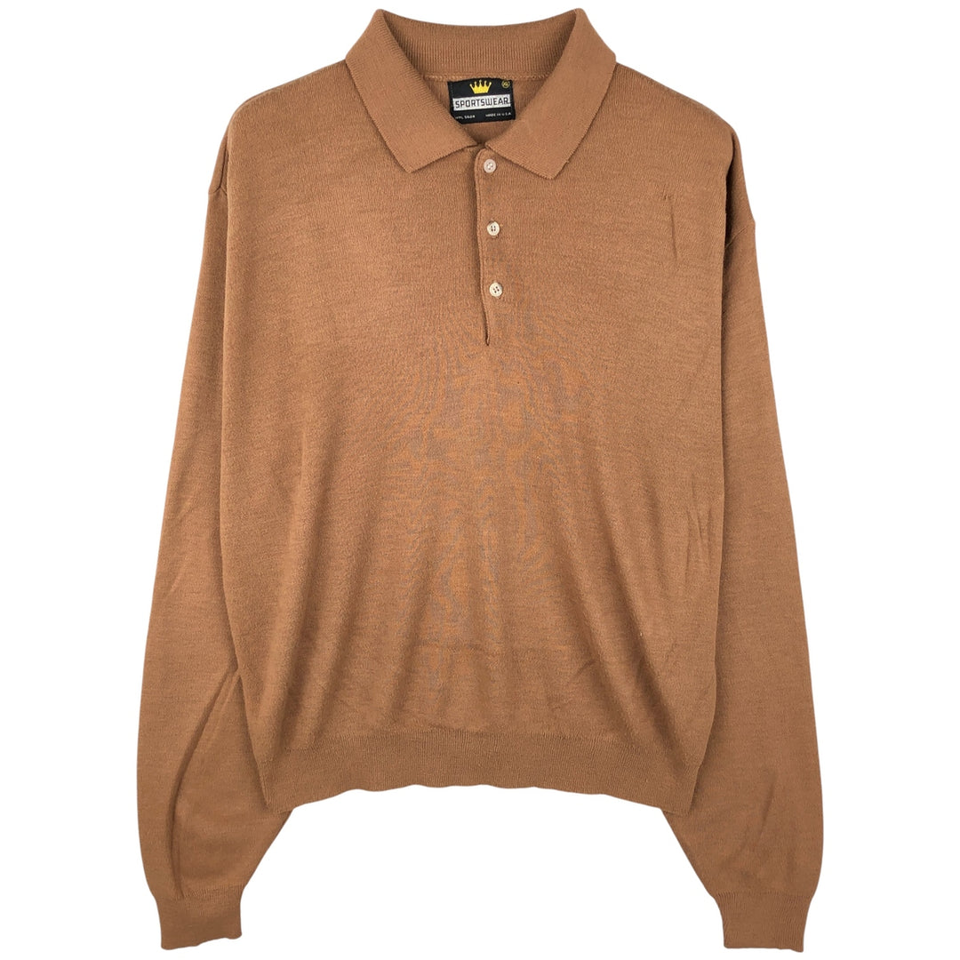Vintage SPORT WEAR polo knit sweater, made in the USA, men's size XL unclear Camel type Vintage Second Hand