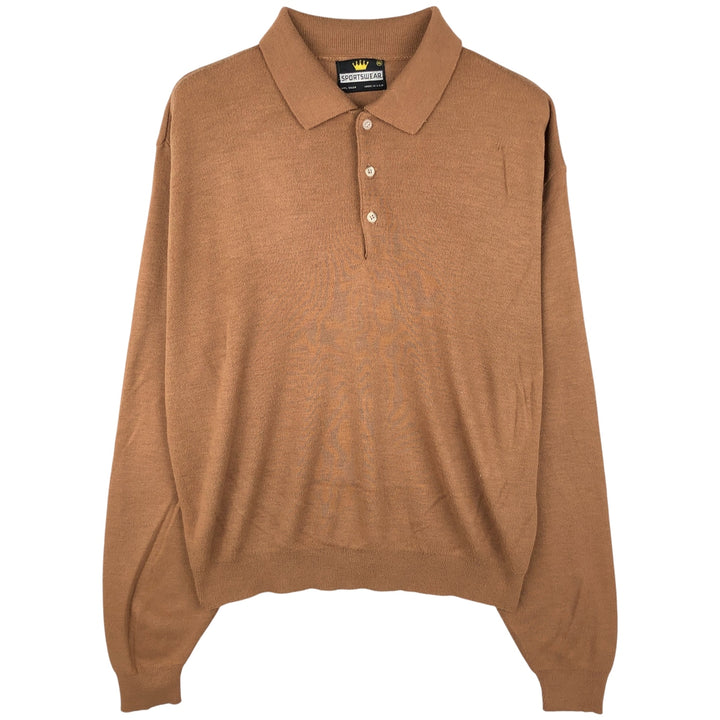 Vintage SPORT WEAR polo knit sweater, made in the USA, men's size XL unclear Camel type Vintage Second Hand