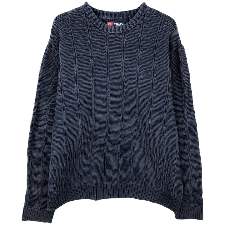 Ralph Lauren CHAPS Men's Cotton Knit Sweater, Size XXL cotton navy blue type Vintage Second Hand