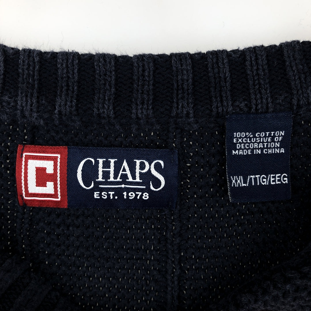 Ralph Lauren CHAPS Men's Cotton Knit Sweater, Size XXL cotton navy blue type Vintage Second Hand