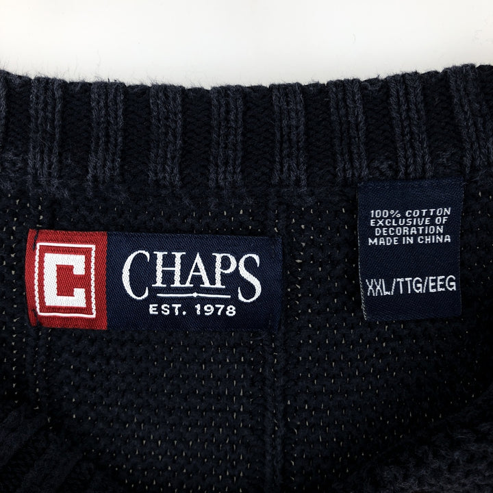 Ralph Lauren CHAPS Men's Cotton Knit Sweater, Size XXL cotton navy blue type Vintage Second Hand