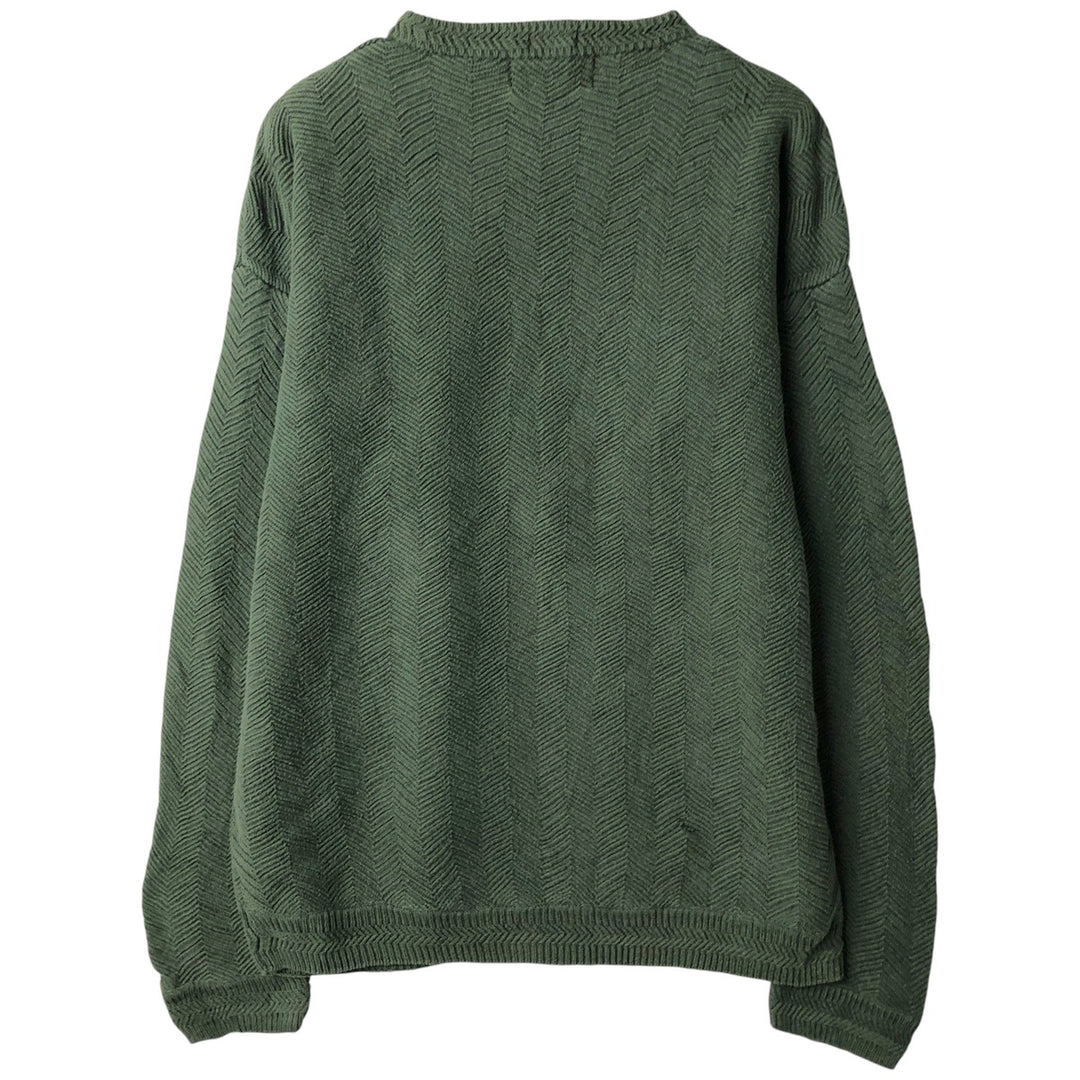 Ralph Lauren CHAPS herringbone cotton knit sweater, men's size M cotton Khaki type sage green Vintage Second Hand