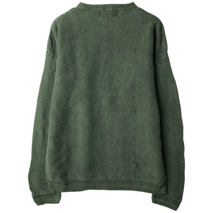 Ralph Lauren CHAPS herringbone cotton knit sweater, men's size M cotton Khaki type sage green Vintage Second Hand