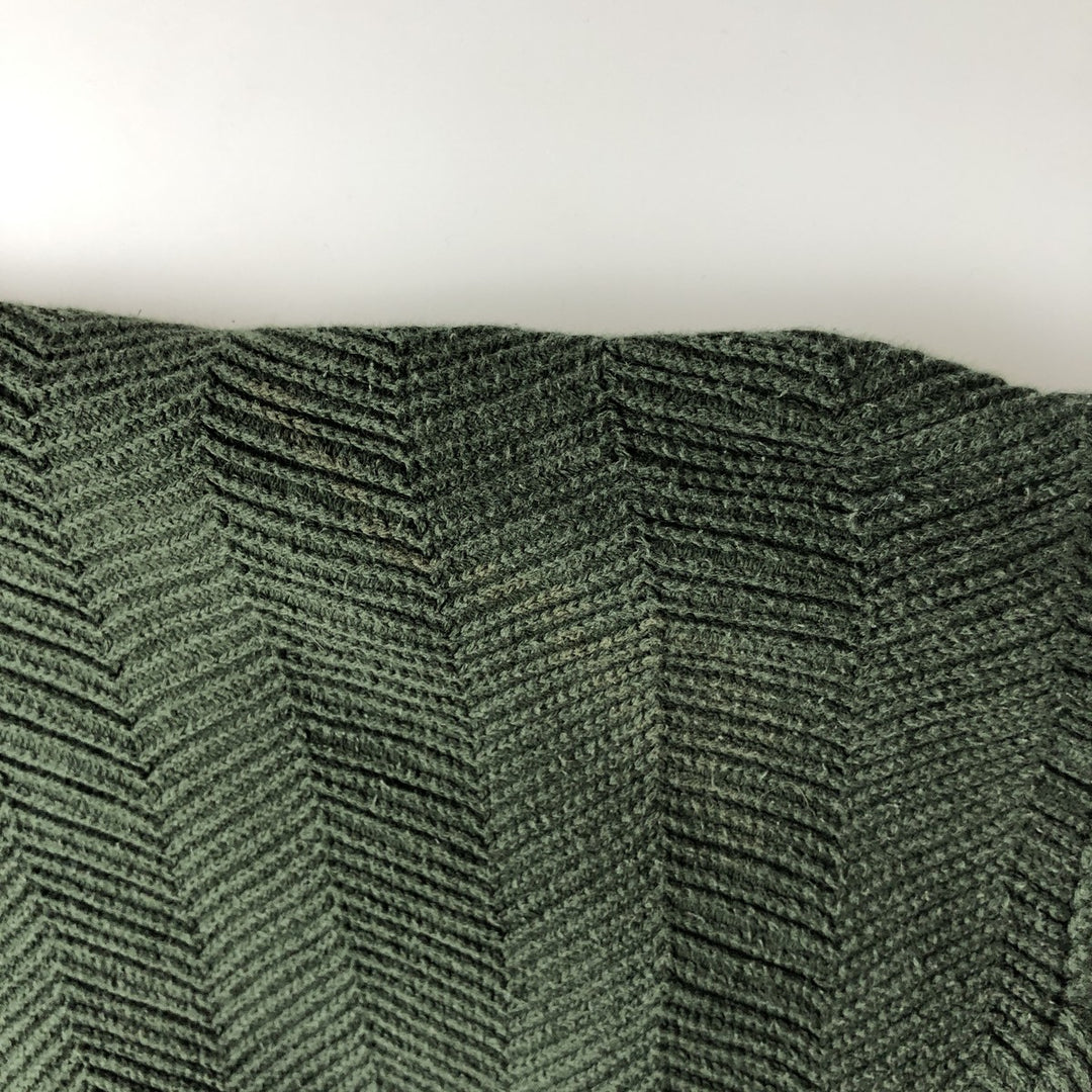 Ralph Lauren CHAPS herringbone cotton knit sweater, men's size M cotton Khaki type sage green Vintage Second Hand
