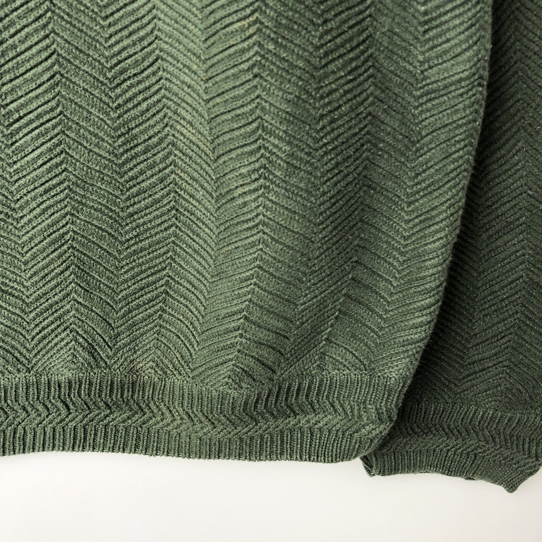Ralph Lauren CHAPS herringbone cotton knit sweater, men's size M cotton Khaki type sage green Vintage Second Hand
