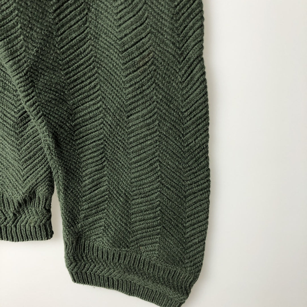 Ralph Lauren CHAPS herringbone cotton knit sweater, men's size M cotton Khaki type sage green Vintage Second Hand