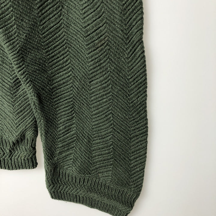Ralph Lauren CHAPS herringbone cotton knit sweater, men's size M cotton Khaki type sage green Vintage Second Hand