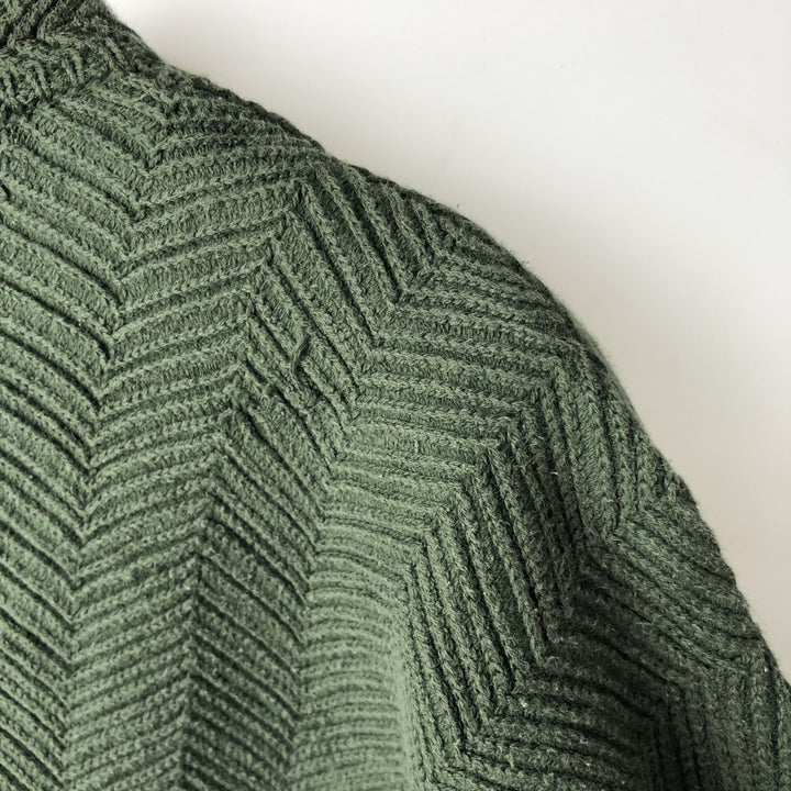 Ralph Lauren CHAPS herringbone cotton knit sweater, men's size M cotton Khaki type sage green Vintage Second Hand