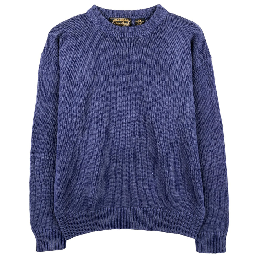 70s-80'S Eddie Bauer Black Tag Cotton Knit Sweater, Men's Size Small cotton navy blue type Vintage Second Hand