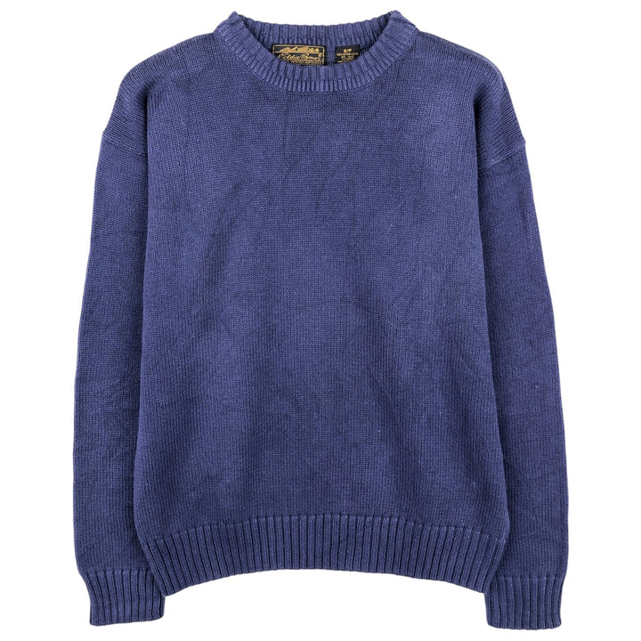 70s-80'S Eddie Bauer Black Tag Cotton Knit Sweater, Men's Size Small cotton navy blue type Vintage Second Hand