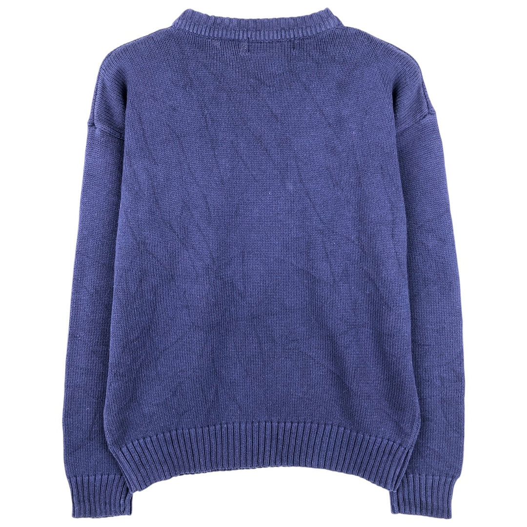 70s-80'S Eddie Bauer Black Tag Cotton Knit Sweater, Men's Size Small cotton navy blue type Vintage Second Hand