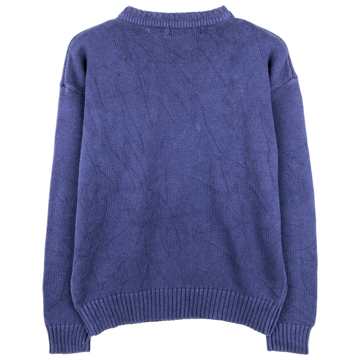 70s-80'S Eddie Bauer Black Tag Cotton Knit Sweater, Men's Size Small cotton navy blue type Vintage Second Hand