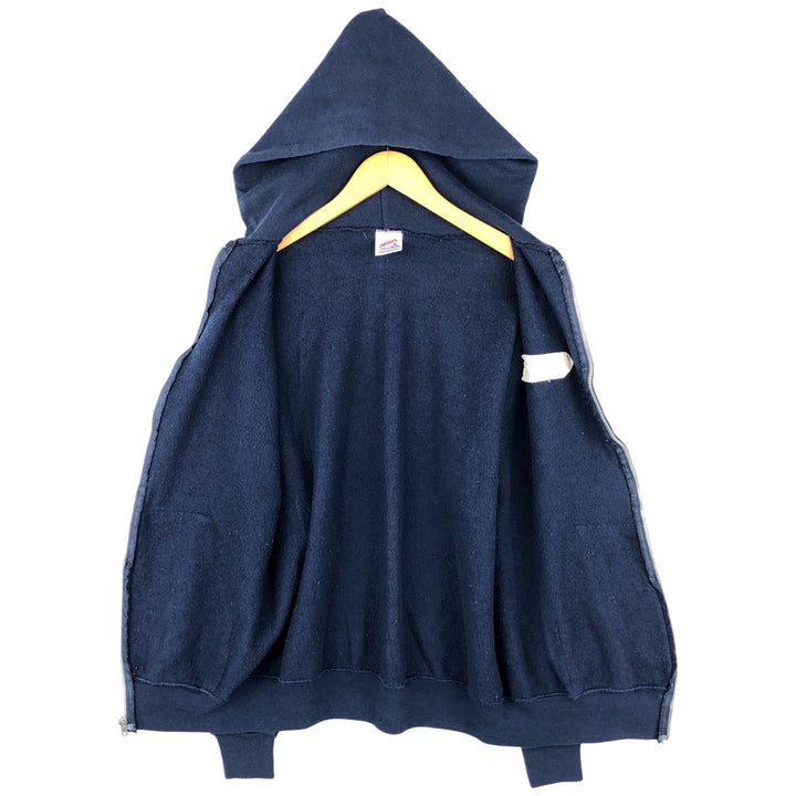 Vintage 80s-90'S Jerzees full-zip sweatshirt hoodie, Made in USA, Men's size M cotton navy blue type Vintage Second Hand