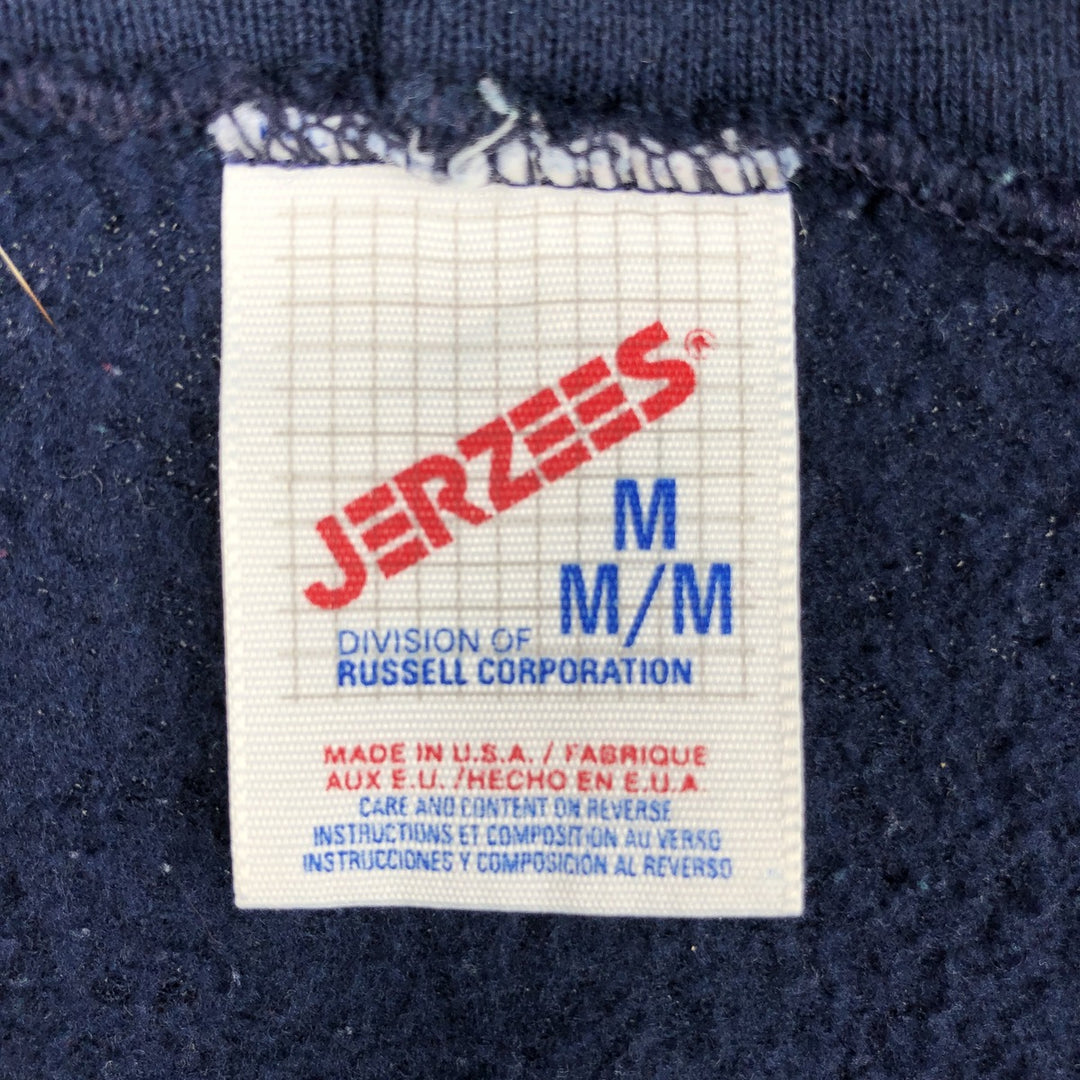 Vintage 80s-90'S Jerzees full-zip sweatshirt hoodie, Made in USA, Men's size M cotton navy blue type Vintage Second Hand