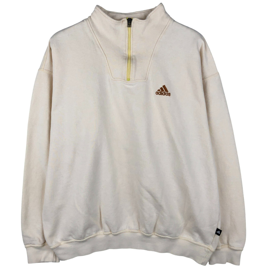 Vintage 90'S Adidas half-zip sweatshirt, men's size XL cotton white type Vintage Second Hand