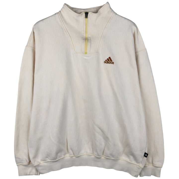 Vintage 90'S Adidas half-zip sweatshirt, men's size XL cotton white type Vintage Second Hand