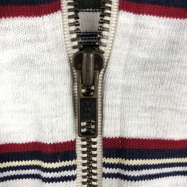 90'S Ralph Lauren POLO by Ralph Lauren Striped Pattern Collared Half-Zip Sweatshirt, Made in USA cotton white type Vintage Second Hand