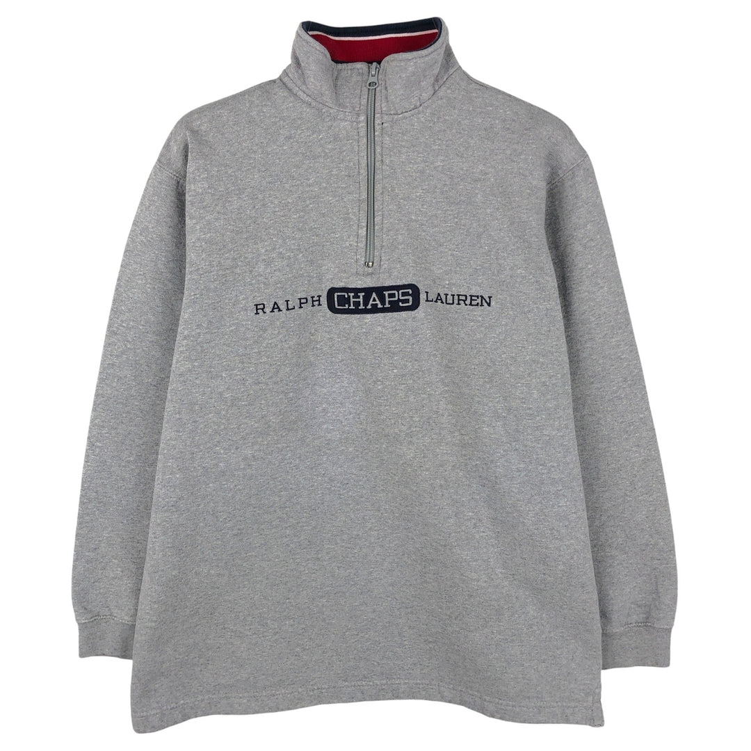 Ralph Lauren CHAPS Half-Zip Sweatshirt, Men's Size Small cotton gray type Vintage Second Hand