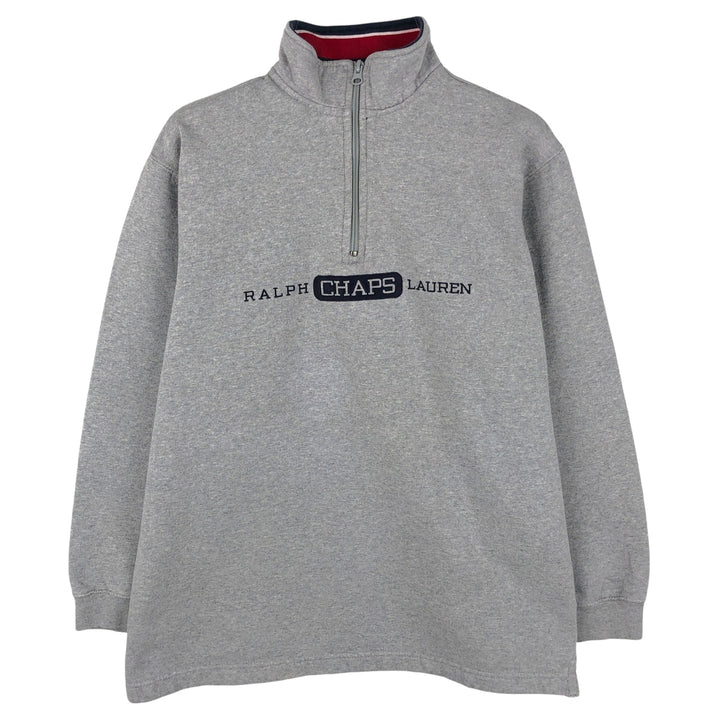 Ralph Lauren CHAPS Half-Zip Sweatshirt, Men's Size Small cotton gray type Vintage Second Hand