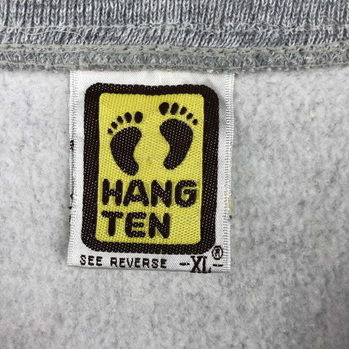 Vintage 80s-90'S Hang Ten Half-Zip Sweatshirt, Men's XL polyester gray type Vintage Second Hand