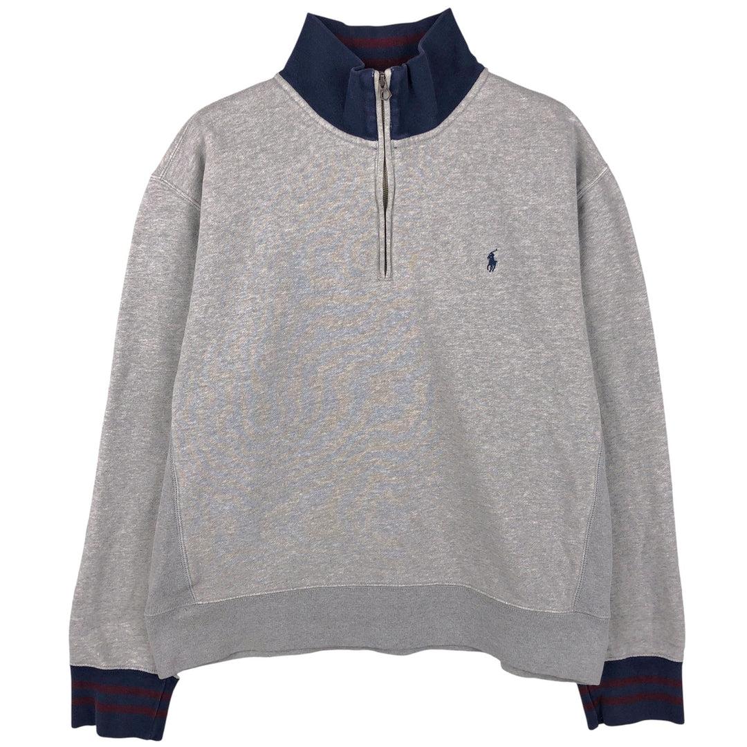Ralph Lauren POLO by Ralph Lauren Half-Zip Sweatshirt, Men's XL cotton gray type Vintage Second Hand