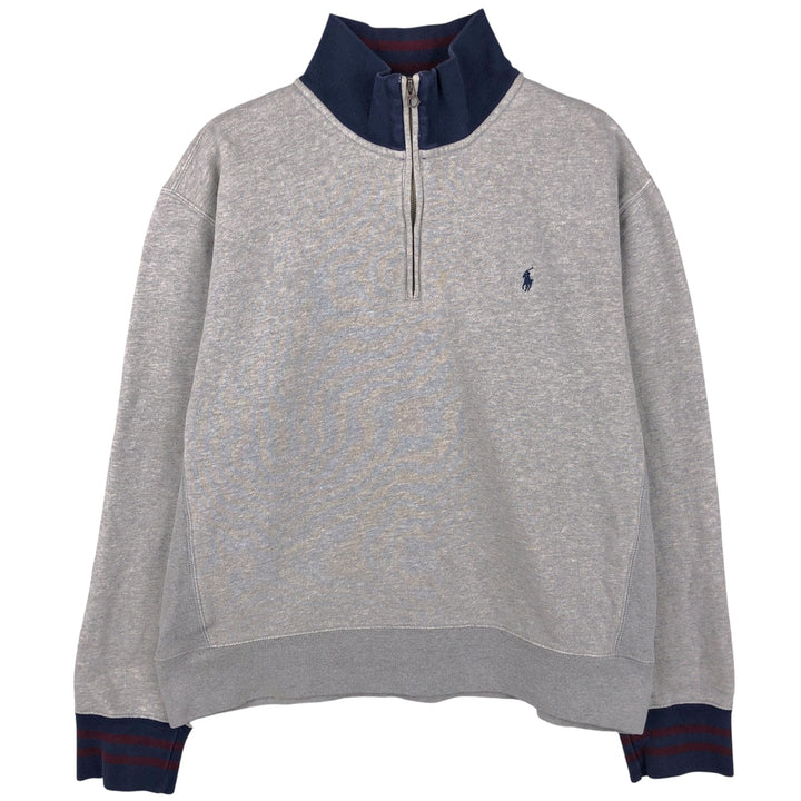 Ralph Lauren POLO by Ralph Lauren Half-Zip Sweatshirt, Men's XL cotton gray type Vintage Second Hand