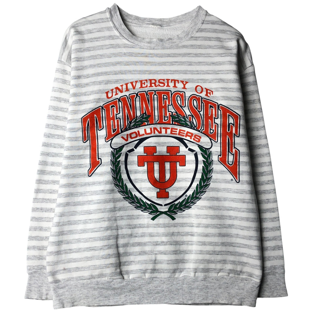 Striped Pattern College Sweatshirt, Men's Size L unclear gray type Vintage Second Hand