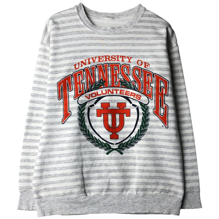 Striped Pattern College Sweatshirt, Men's Size L unclear gray type Vintage Second Hand