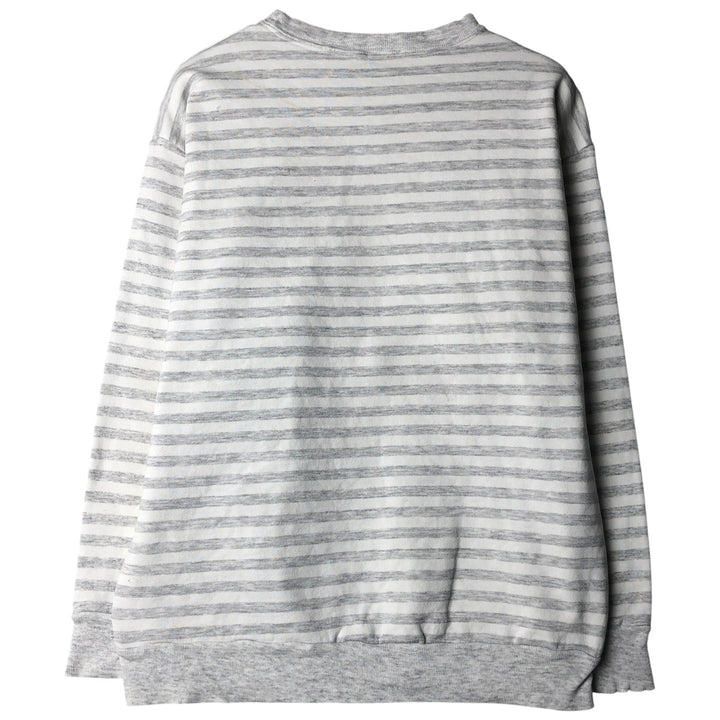 Striped Pattern College Sweatshirt, Men's Size L unclear gray type Vintage Second Hand