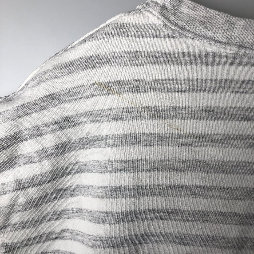 Striped Pattern College Sweatshirt, Men's Size L unclear gray type Vintage Second Hand