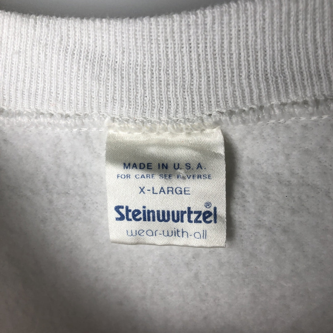 Vintage 90'S Steinwurtzel triple print college sweatshirt, made in the USA, men's size XL polyester white type Vintage Second Hand