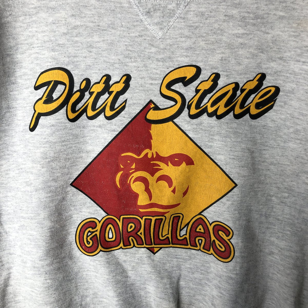 Vintage 90'S Russell triple print college sweatshirt, made in the USA, size M. cotton gray type Vintage Second Hand